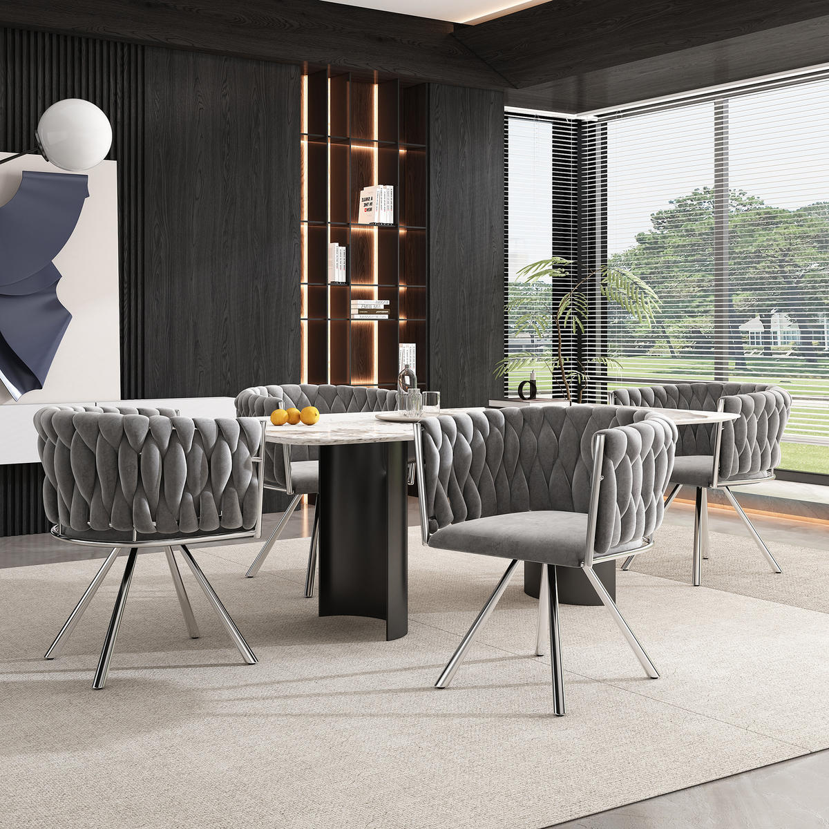 ESSZIMMERSTUHL 4er Set Samt Drehstuhl Grau Silber Metall - Grau, Textil (54.2/71.5/59.5cm) - FLIEKS