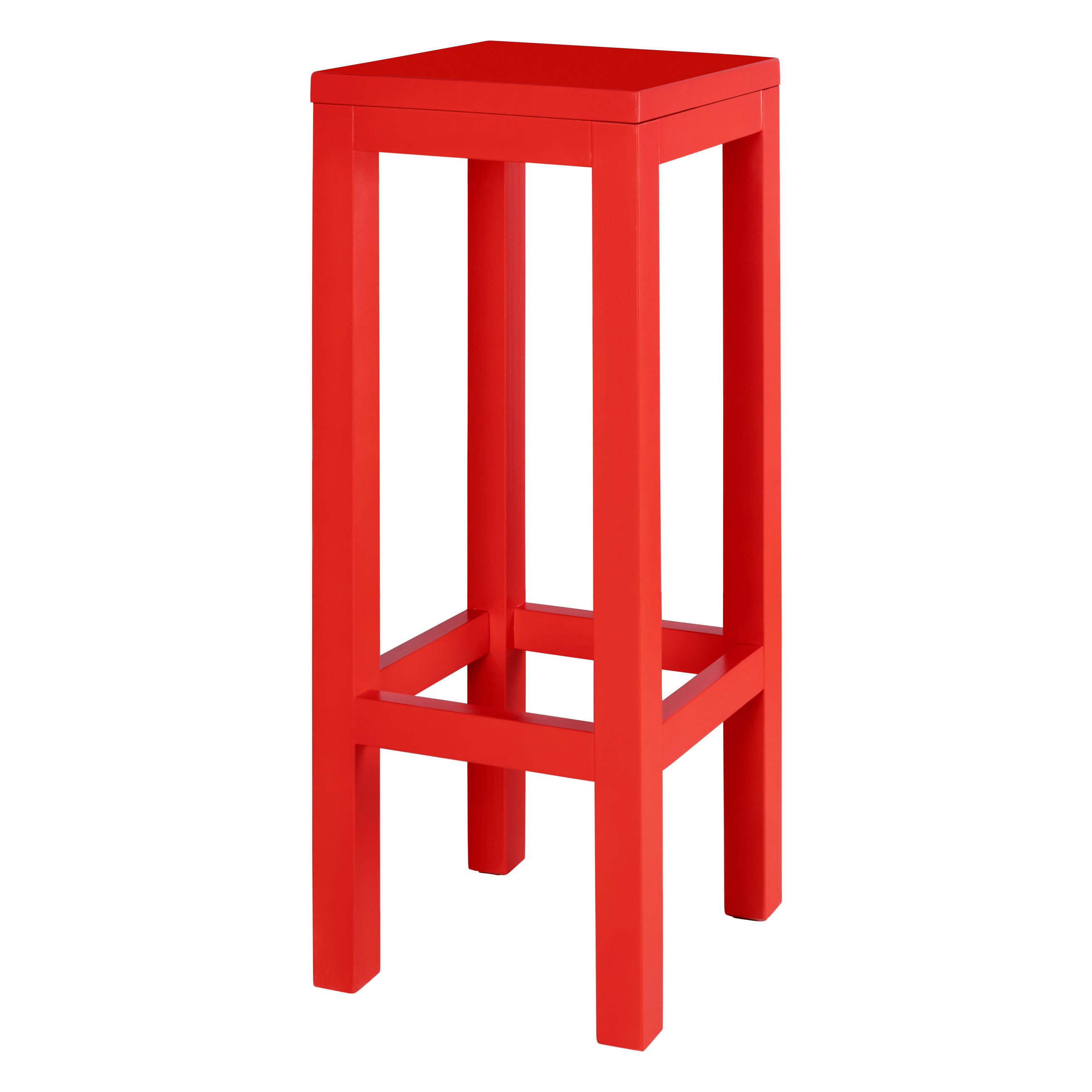 HOCKER aus massiver Kiefer, 75 cm hoch, flammenrot lackiert AXEL - Rot, Holz (33/75/33cm) - RNT By Really Nice Things