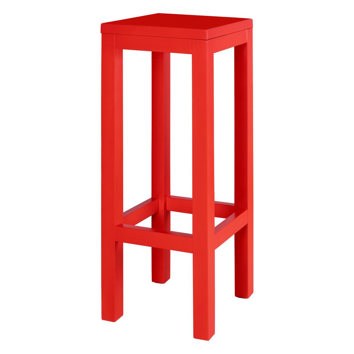 HOCKER aus massiver Kiefer, 75 cm hoch, flammenrot lackiert AXEL - Rot, Holz (33/75/33cm) - RNT By Really Nice Things