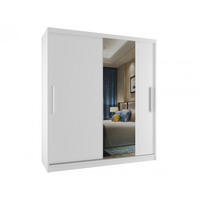 SCHWEBETÜRENSCHRANK Verona MSE, Weiß Matt, 133 cm, mit Spiegel - Weiß, Holz (133/216/60cm) - B BELINI GROUP