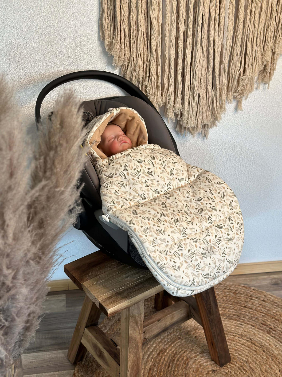 BABYSCHALENFUSSSACK Small Jersey Hooded, forrest cream - Nussbaumfarben, Textil (40/9/80cm) - Kaiserbaby