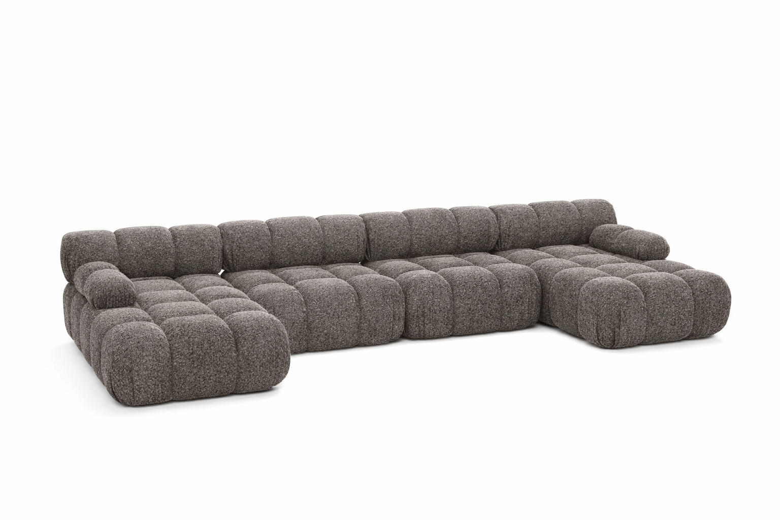ECKSOFA U-Form XL, Stoff Bouclé Abriamo, Braun, Selia U XL - Braun, Holz (380/70/160cm) - Kaiser Möbel