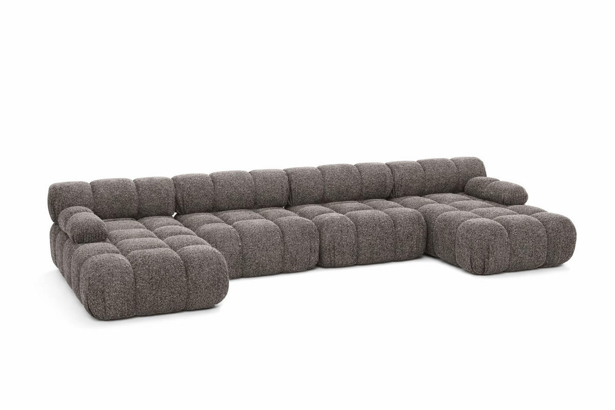 ECKSOFA U-Form XL, Stoff Bouclé Abriamo, Braun, Selia U XL - Braun, Holz (380/70/160cm) - Kaiser Möbel