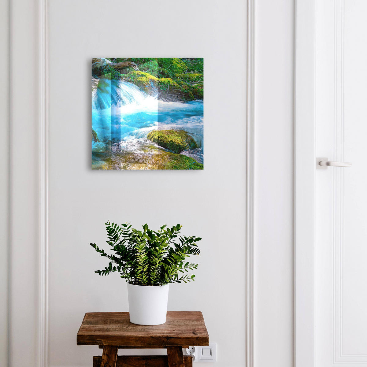 SCHLÜSSELBOX Schwarz 30x30 cm- Türöffnung nach rechts - Ein ruhiger Fluss - Blau, Metall (30/30/5cm) - TULUP