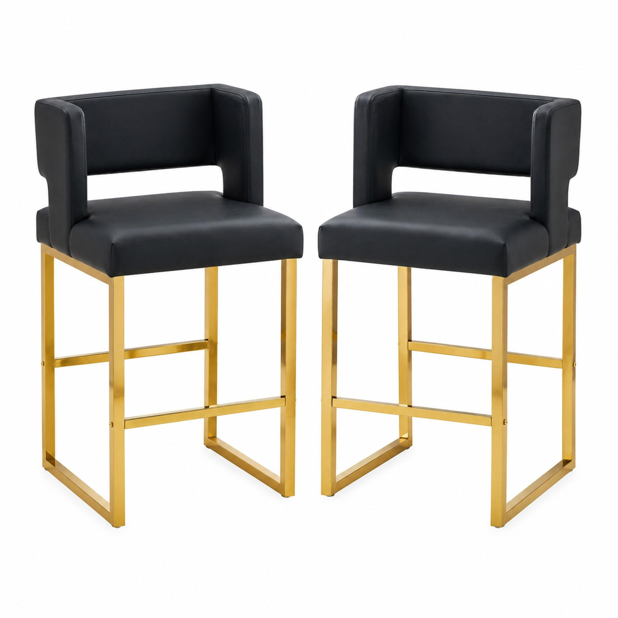 BARHOCKER 91,4 cm Schwarz mit goldfarbenen Metallbeinen - Schwarz, Metall (53.3/91.4/48cm) - MIVRAY