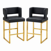 BARHOCKER 91,4 cm Schwarz mit goldfarbenen Metallbeinen - Schwarz, Metall (53.3/91.4/48cm) - MIVRAY