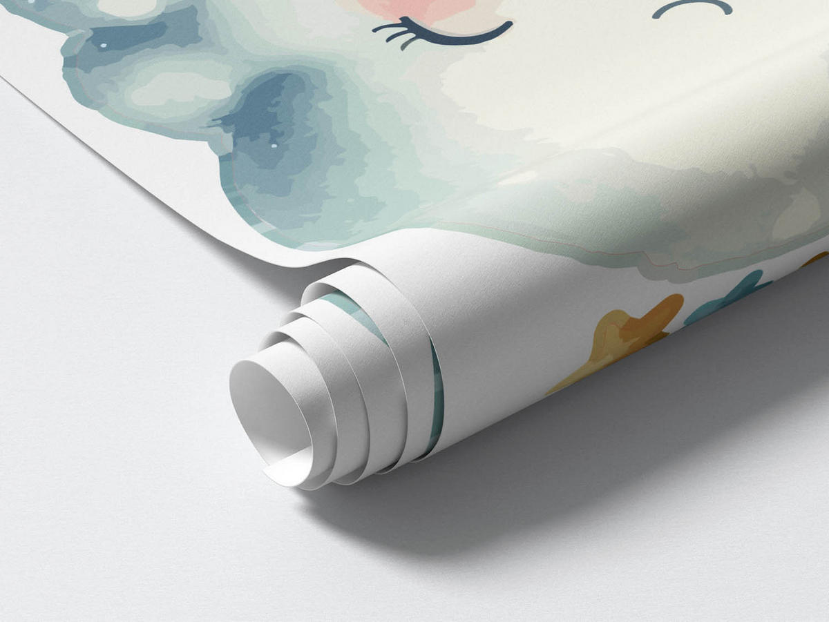 WANDAUFKLEBER 130x131cm - Fröhlicher Himmel mit Wolken - Multicolor, Kunststoff (130/131/0.1cm) - Wallfluent