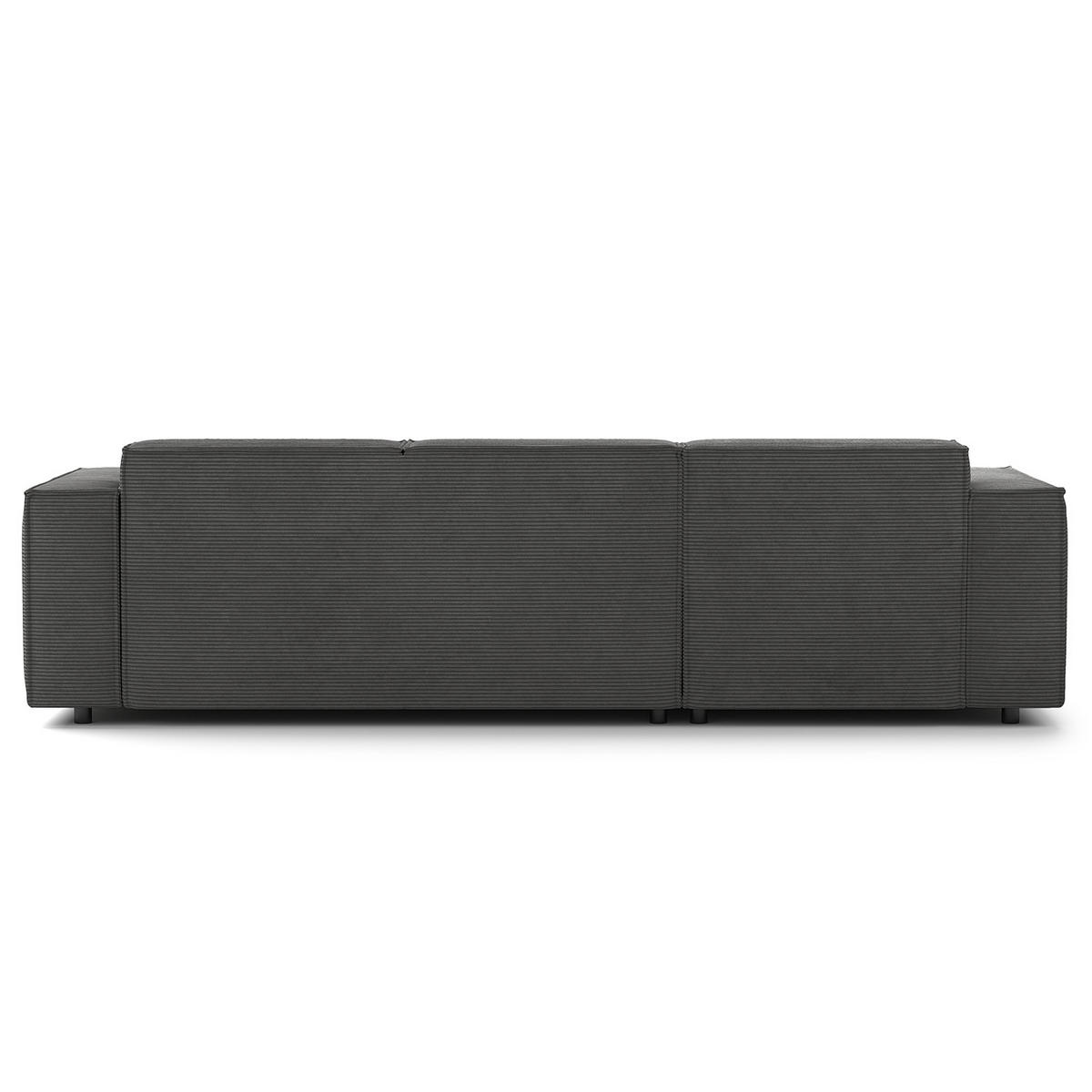 ECKSOFA mit Longchair - Anthrazit/Schwarz, Kunststoff/Textil (260/177cm) - home24