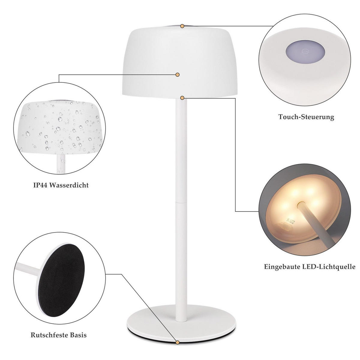 LED-TISCHLEUCHTE Aadalbert 9/9/25cm - Weiß, Metall (9/9/25cm) - Nettlife