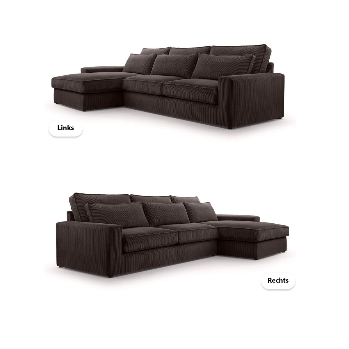 ECKSOFA 4 Sitzer Medan Mini, Dunkelbraun - Dunkelbraun, Textil (276/176cm) - Fedve