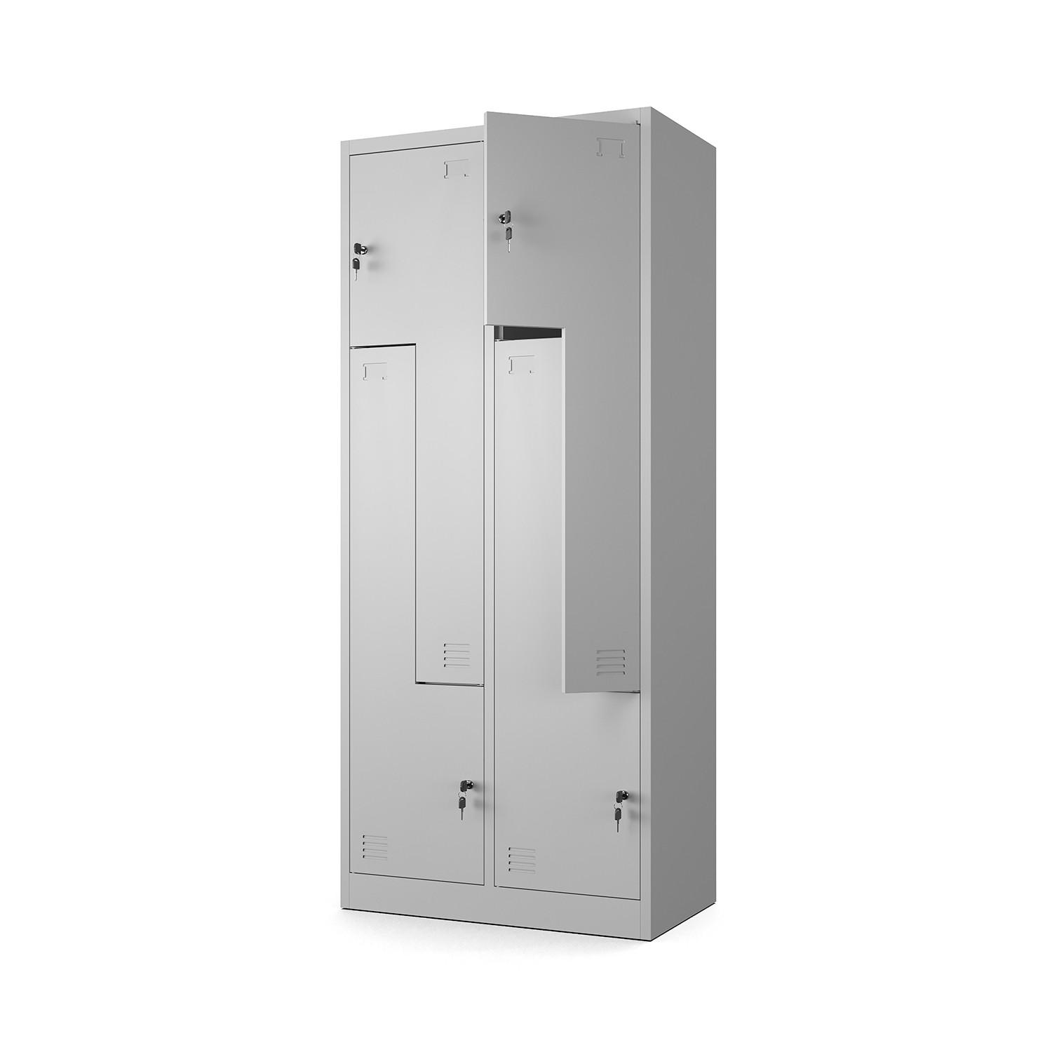 MEHRZWECKSCHRANK 4-türig mit 4 Fächer Hellgrau 80x185x45cm - Hellgrau, Metall (80/185/45cm) - Muralo