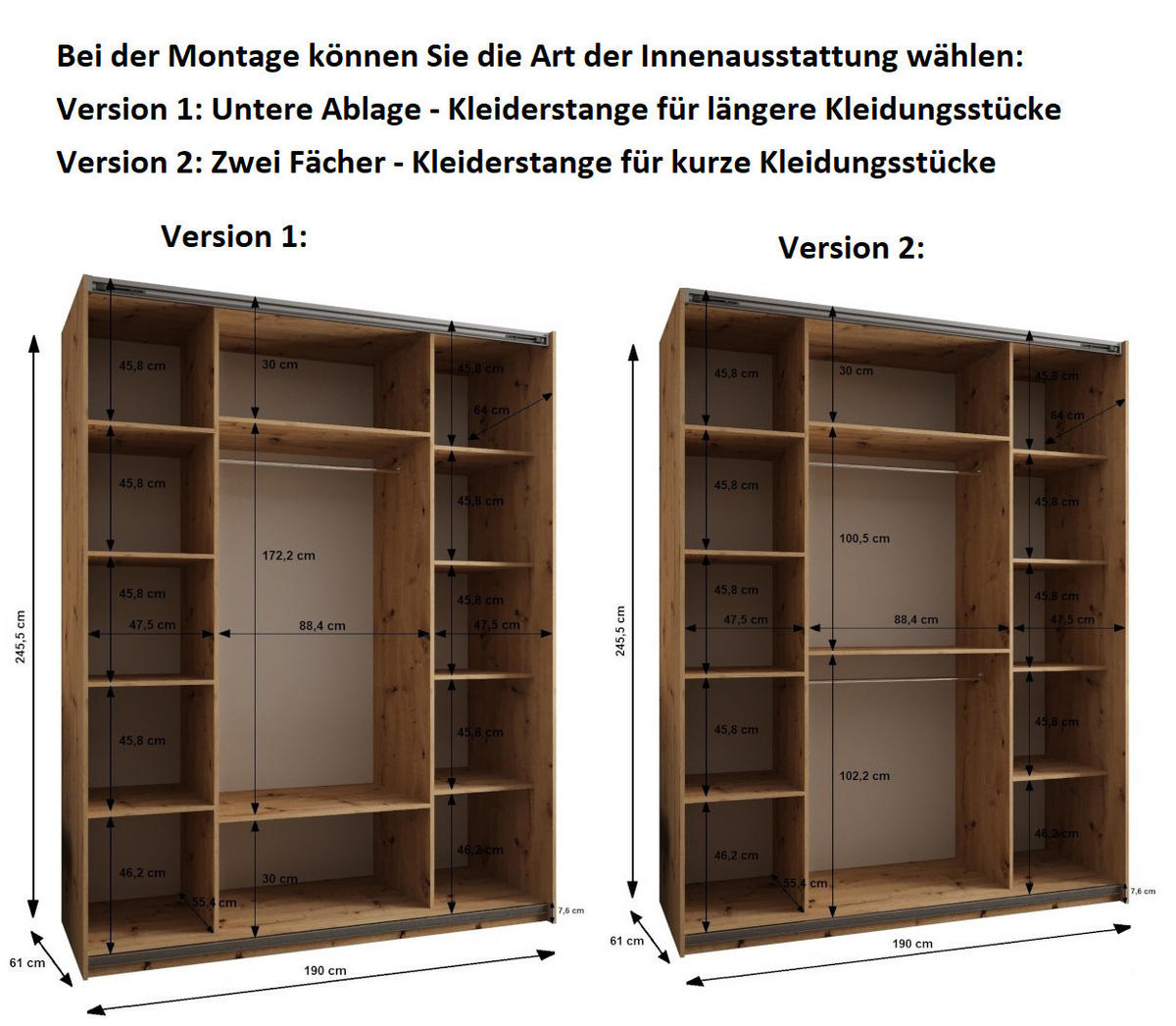 SCHWEBETÜRENSCHRANK 245,5/190/64 2-türig - Goldfarben/Schwarz, Holz/Metall (190/245/64cm) - Abiks Möbel