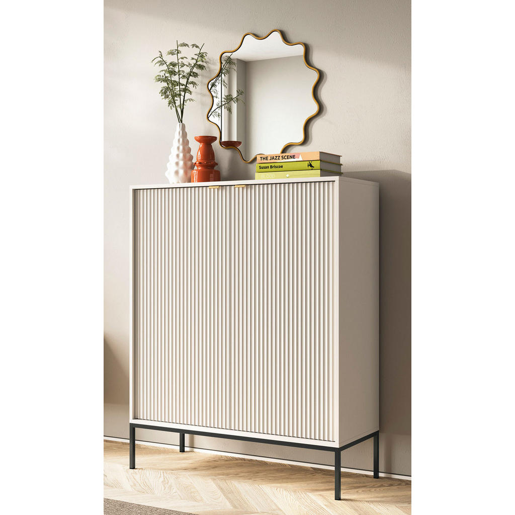 Thumbnail - Feldmann-Wohnen Highboard, Kaschmir, Schwarz, Holz, 4 Fächer, Rechteckig, 104x125x39 cm, Wohnzimmer, Kommoden & Sideboar...