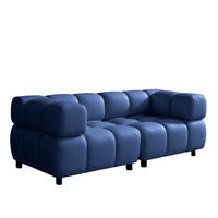 SOFA 3-Sitzer Modular, Couch, Veloursstoff Bluvel, Tintenblau, Bolla - Blau, Holz (192/71/96cm) - Kaiser Möbel