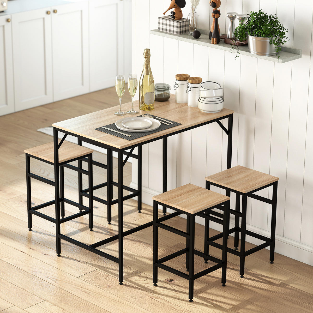 BAR-SET Eichefarben 100.0/60.0/88.0cm - Eichefarben, Holzwerkstoff (60/88/100cm)