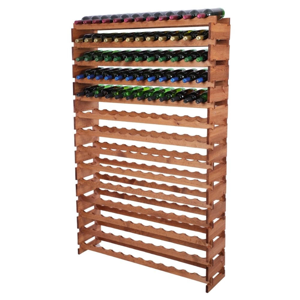 WEINREGAL VINOTECA FLEX PRO HxBxT 191x123x28cm 168 Flaschen auf 14 Ebenen Braun geölt - Braun, Holz (123/191/28cm) - PROREGAL