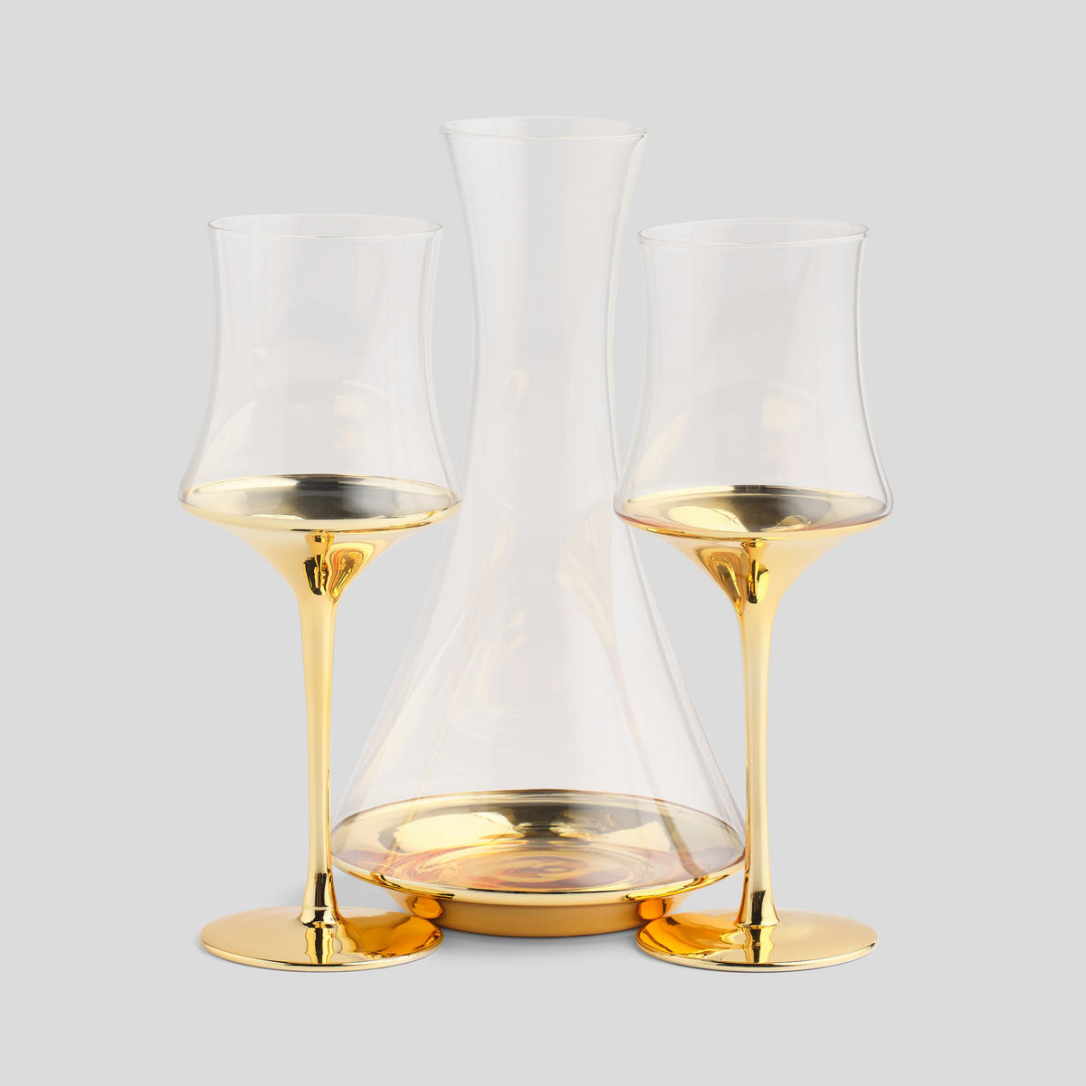 KARAFFE UND LIKÖRGLÄSER Helena - Goldfarben, Glas (1.3L) - home&you