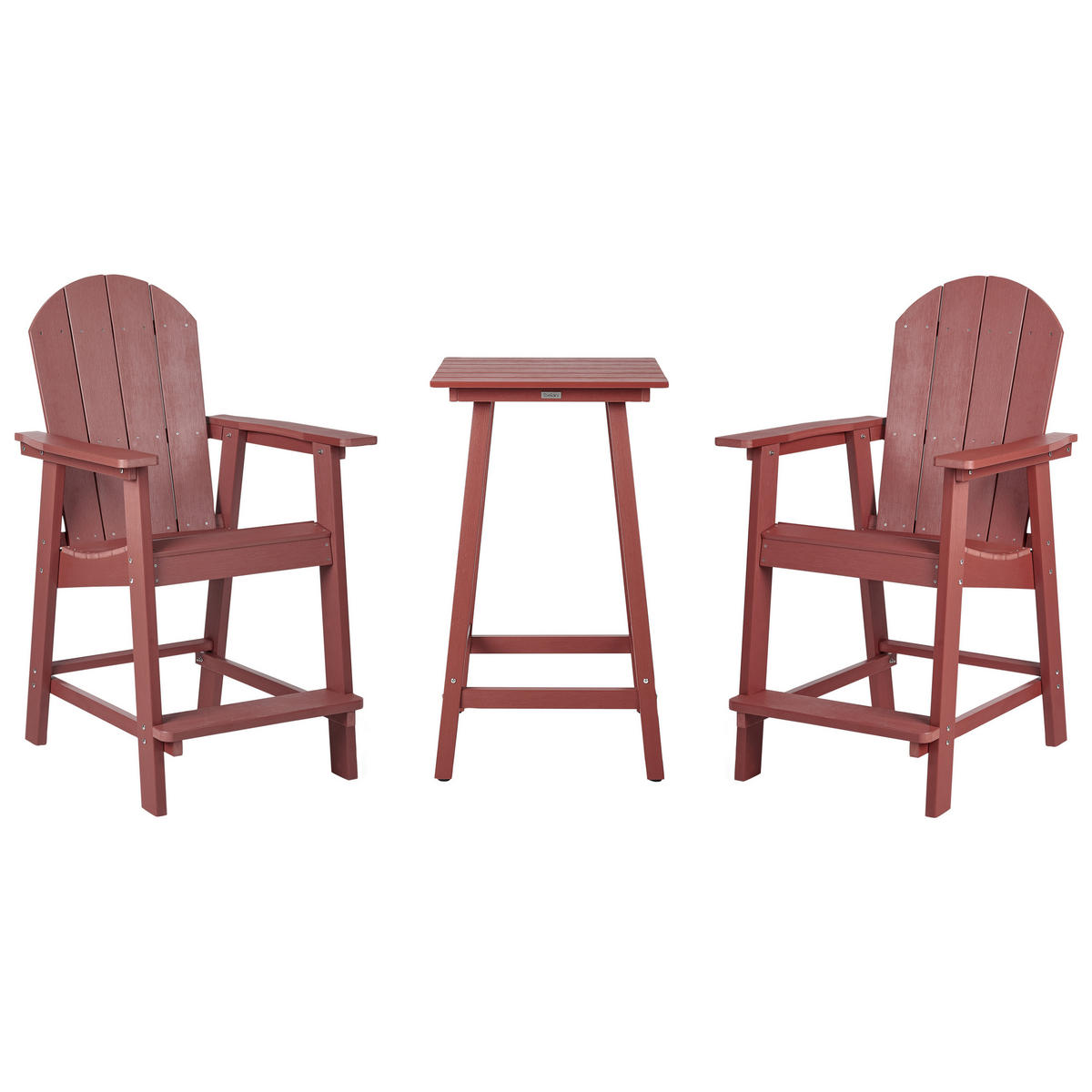 BISTRO-SET 2-Sitzer Rot Adirondack - Rot, Kunststoff - Beliani
