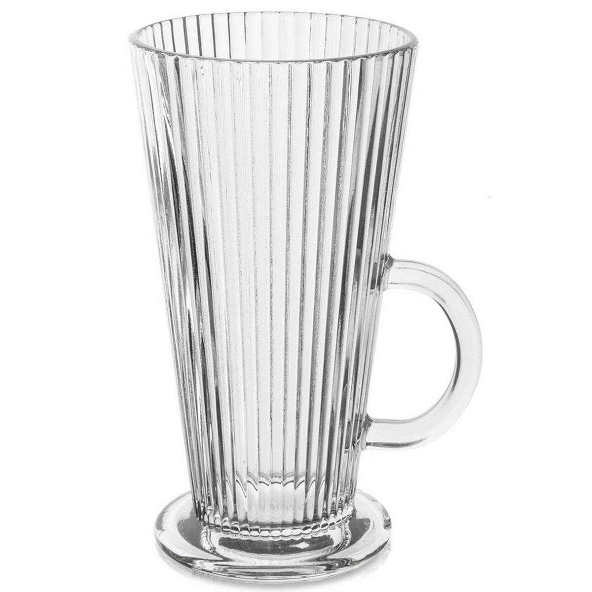 LATTE-GLAS hoch geriffelt mit Griff transparent - Klar, Glas (0.3L) - Orion 