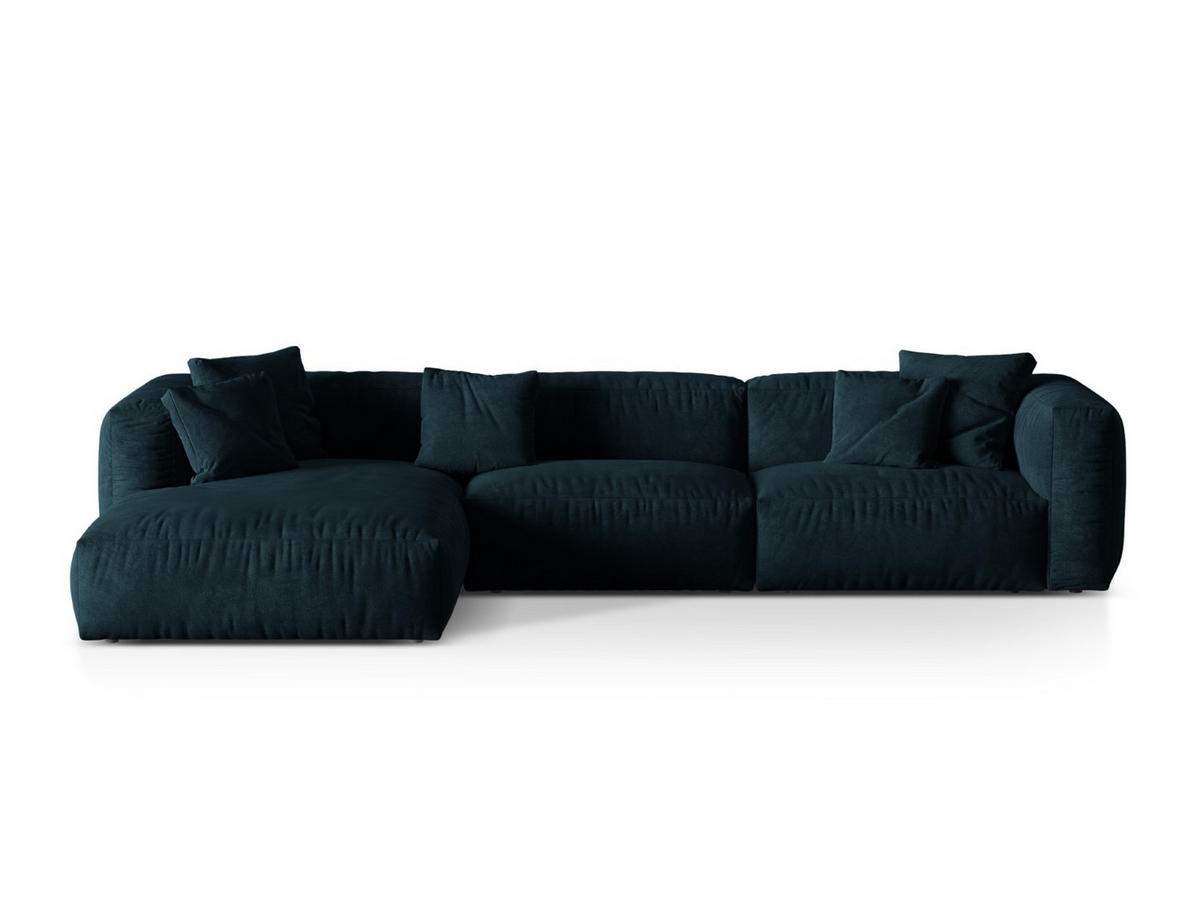ECKSOFA modular links Martina aus Samt dunkel petrol 3 Sitzplätze - Petrol, Textil (176/332cm) - Micadoni