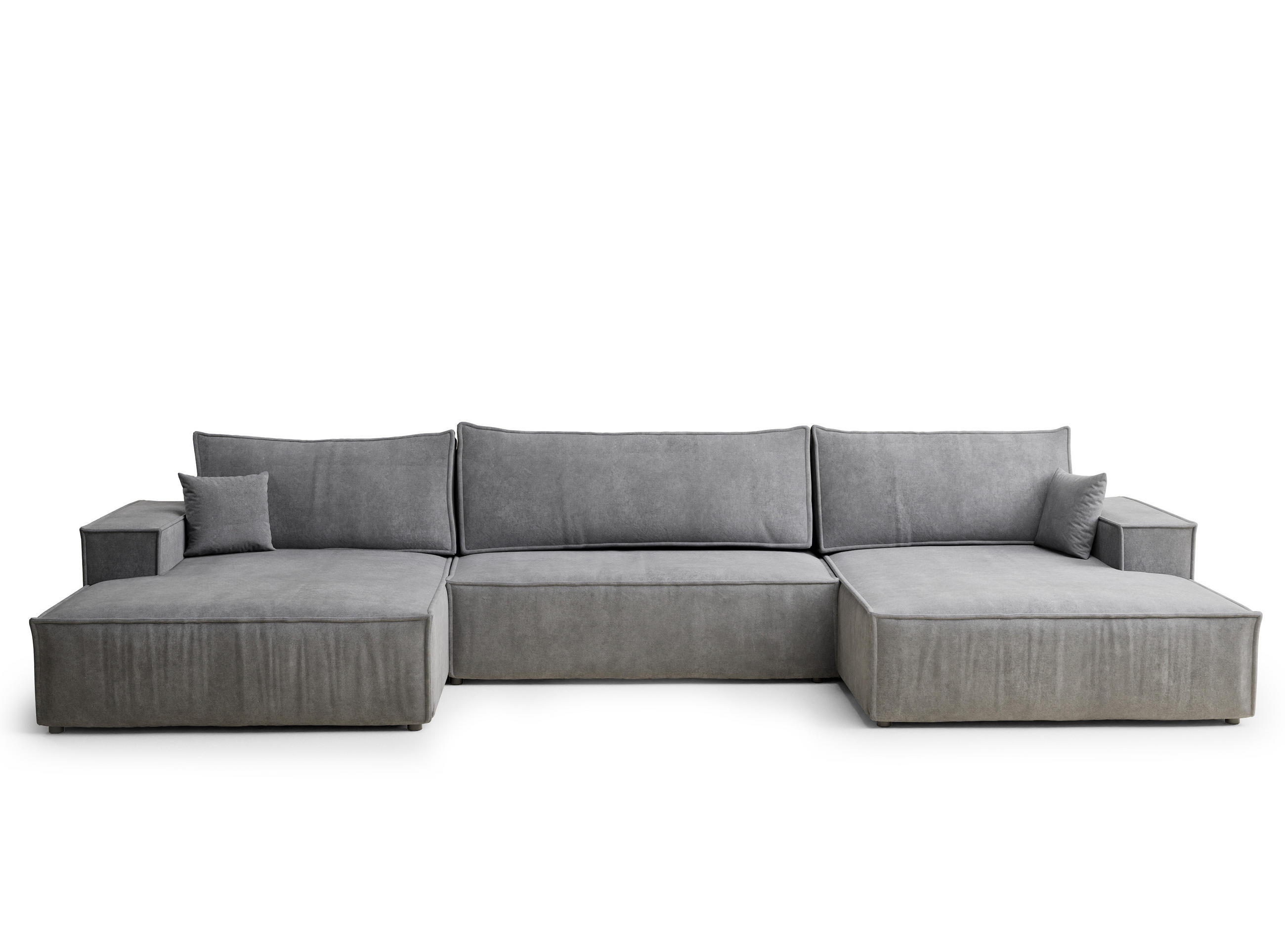 WOHNLANDSCHAFT Kyoto Grau Webstoff - Schwarz/Grau, Holz/Holzwerkstoff (398/70/148cm) - Maison de Reve