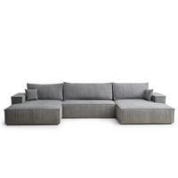 WOHNLANDSCHAFT Kyoto Grau Webstoff - Schwarz/Grau, Holz/Holzwerkstoff (398/70/148cm) - Maison de Reve