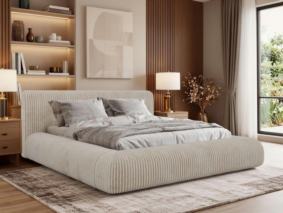 POLSTERBETT TILBEA CLASSIC 180/200 - Beige Cordstoff - ohne Matratze - Beige, Textil (180/200cm) - MKS