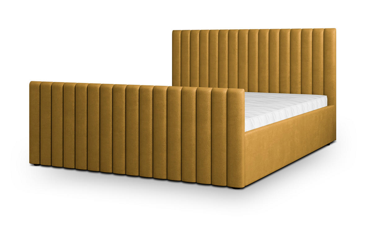 POLSTERBETT CANOVA 140x200 cm mit Bettkästen - Gelb - Gelb, Holz (140/200cm) - MASSENO