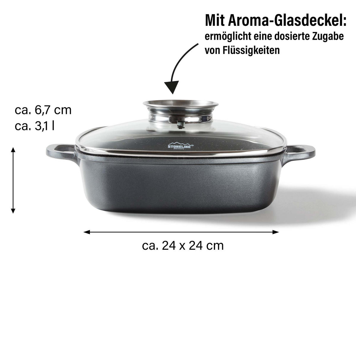 ECKPFANNE - Grau, Metall (35.5/24/6.7cm) - Stoneline