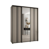 SCHWEBETÜRENSCHRANK 235,2/190/60 3-türig - Kaschmir/Schwarz, Holz/Metall (190/235.2/60cm) - MÖBEL KRYSPOL