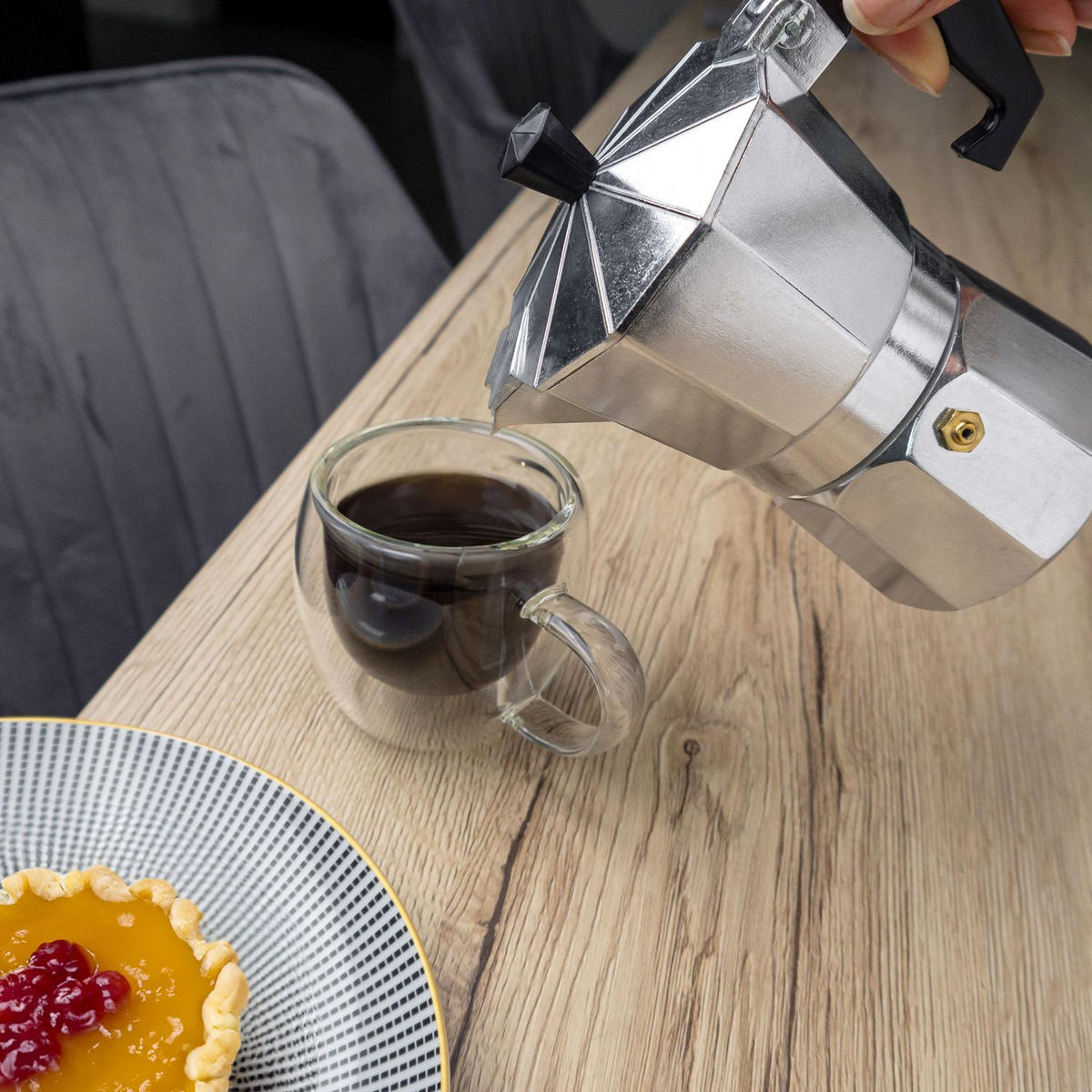 ESPRESSOKOCHER Aluminium 3 Tassen Mokka-Kanne - Silberfarben, Metall (8.5/10/16cm) - Intirilife