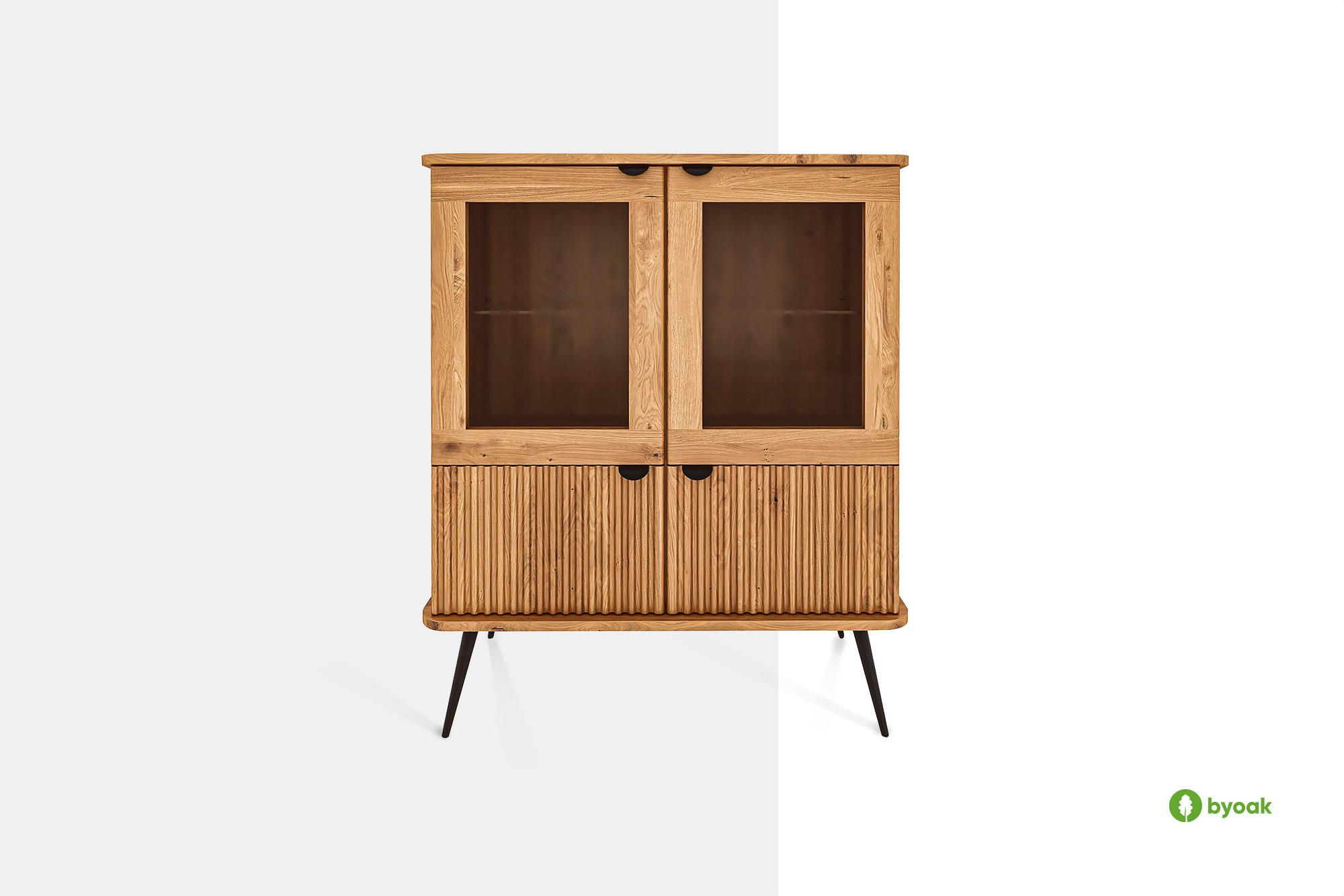Thumbnail - byoak Anrichte, Wildeiche, Holz, 97x117x46 cm, Wohnzimmer, Wohnwände, Vitrinenschränke