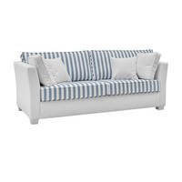 SOFA 2,5-Sitzer creme blau gestreift, Landhaus 200 cm, Couch inklusive 4 Kissen - Blau/Creme, Holz/Textil (200/88/96cm) - Furn.Design