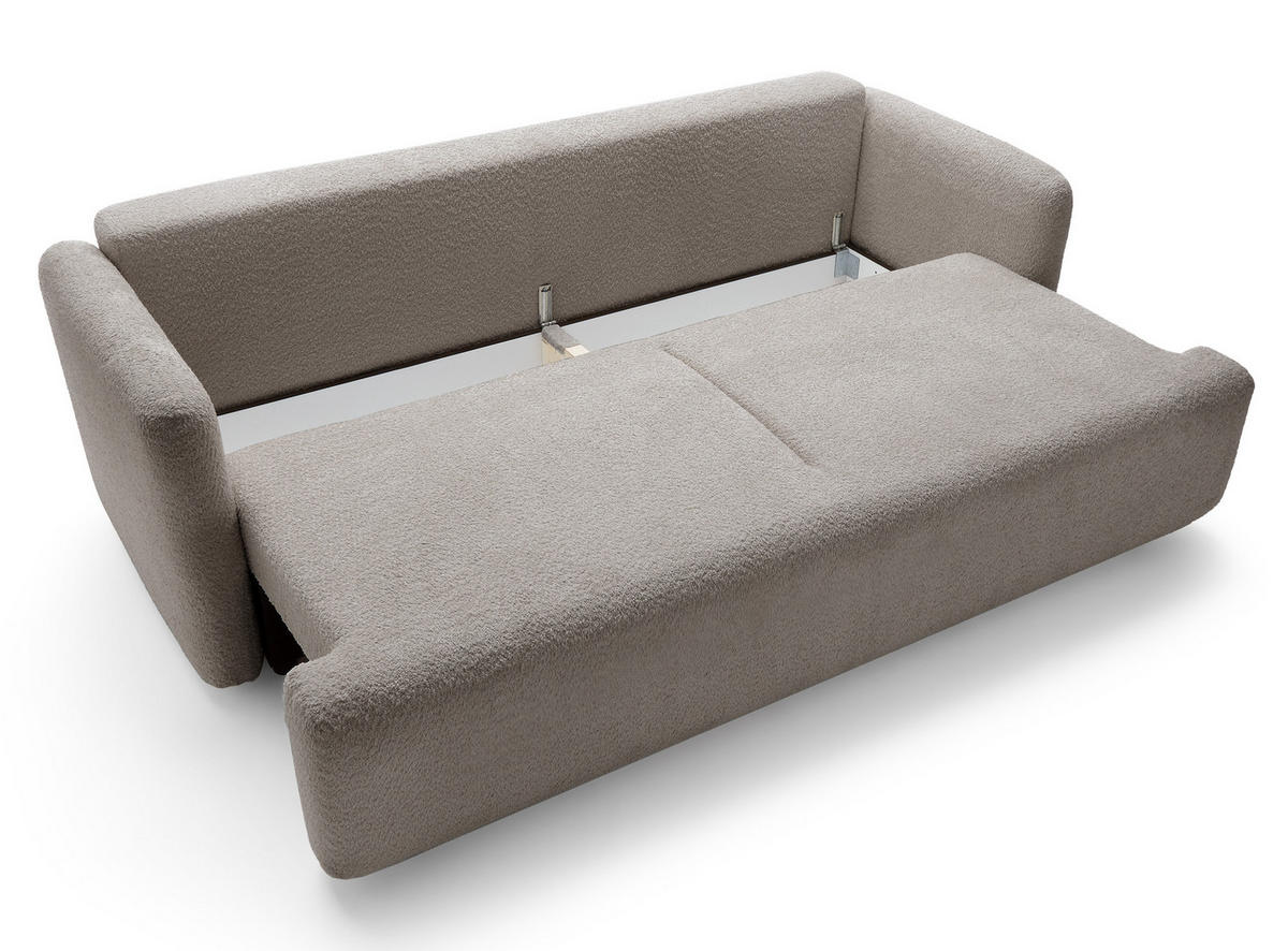 SCHLAFSOFA Lambina Dunkelbeige Boucle - Schwarz/Mokka, Kunststoff/Textil (227/92/104cm) - Selsey