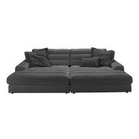 BIG SOFA LANA Schwarz Webstoff - Schwarz, Textil (296/83/178cm) - KAWOLA
