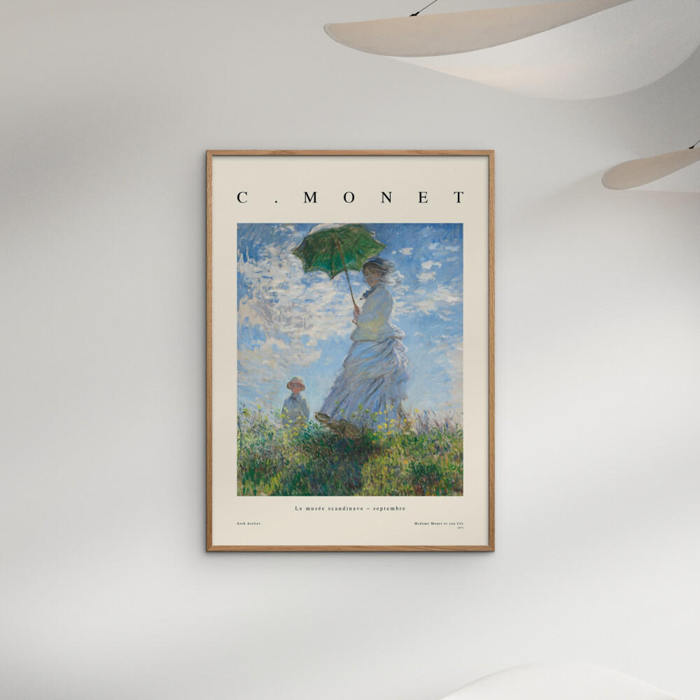 POSTER mit Rahmen Arch Atelier - Madame et son fils - Blau/Eichefarben, Holz/Papier (70/100cm) - Poster&Frame