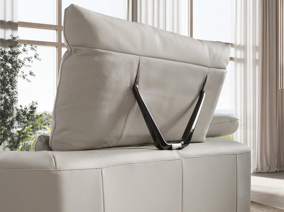 ECKSOFA Linksseitiges Ecksofa aus hellgrauem Leder 310/235/102 cm - Chromfarben/Hellgrau, Leder/Metall (310/235cm) - ANGEL CERDA