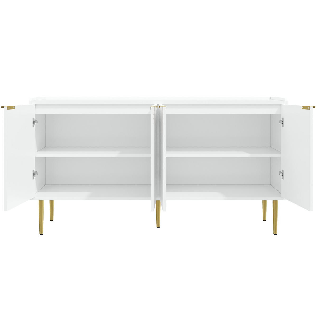 SIDEBOARD aus MDF 140x38x75 cm Weiß mit 4 Türen, verstellbaren Einlegeböden und Soft-Close - Weiß, Holzwerkstoff (140/75/38cm) - IVMEU