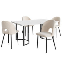 ESSGRUPPE DE-38974 140/80 cm Tisch mit 4 Stühlen Beige/Schwarz - Beige/Schwarz, Holzwerkstoff (140/75/80cm) - ComfortXL