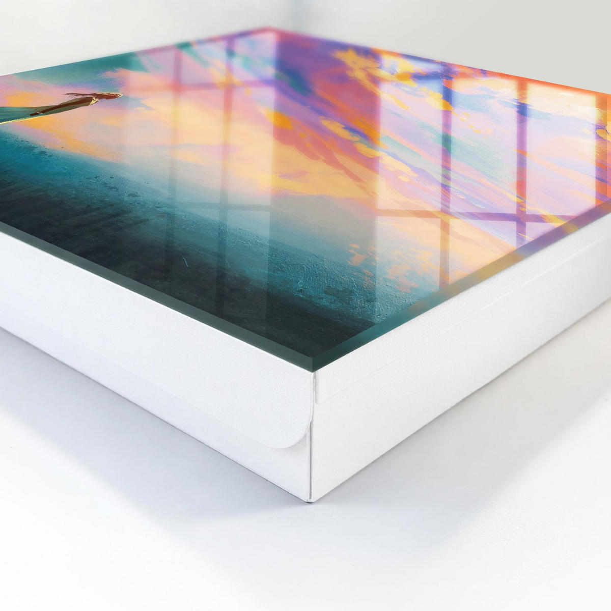 SCHLÜSSELBOX Weiß 30x30 cm – Türöffnung nach rechts - Verträumte Szene - Orange, Metall (30/30/5cm) - TULUP