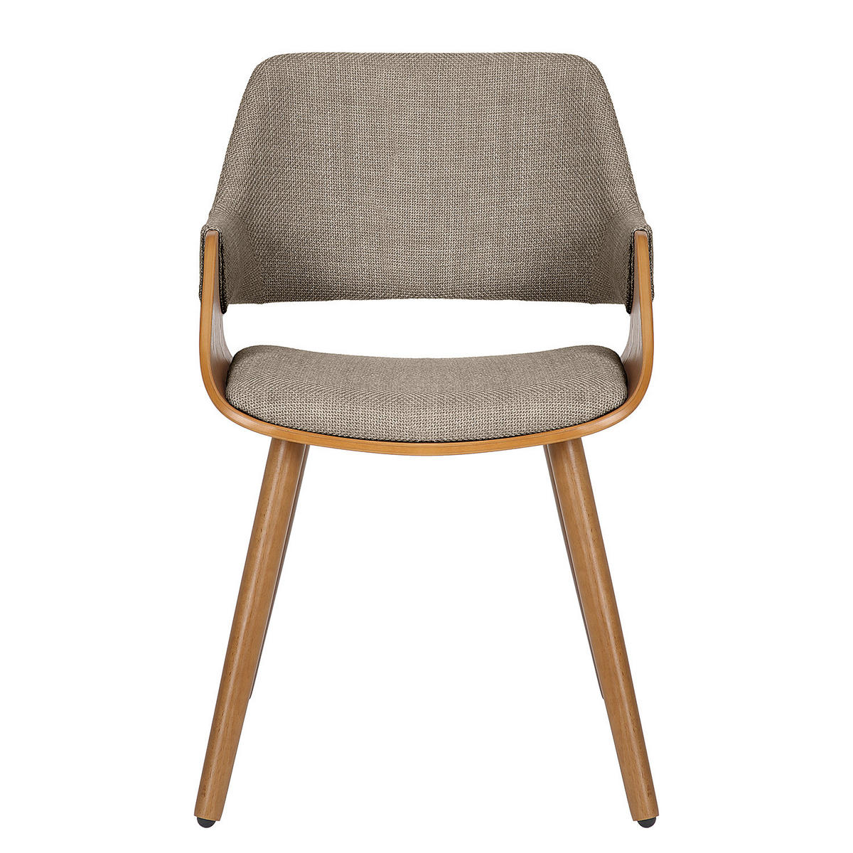 ARMLEHNENSTUHL - 2er-Set - Massivholz / Textil - Braun/Grau, Holz/Holzwerkstoff (51/80/57cm) - home24
