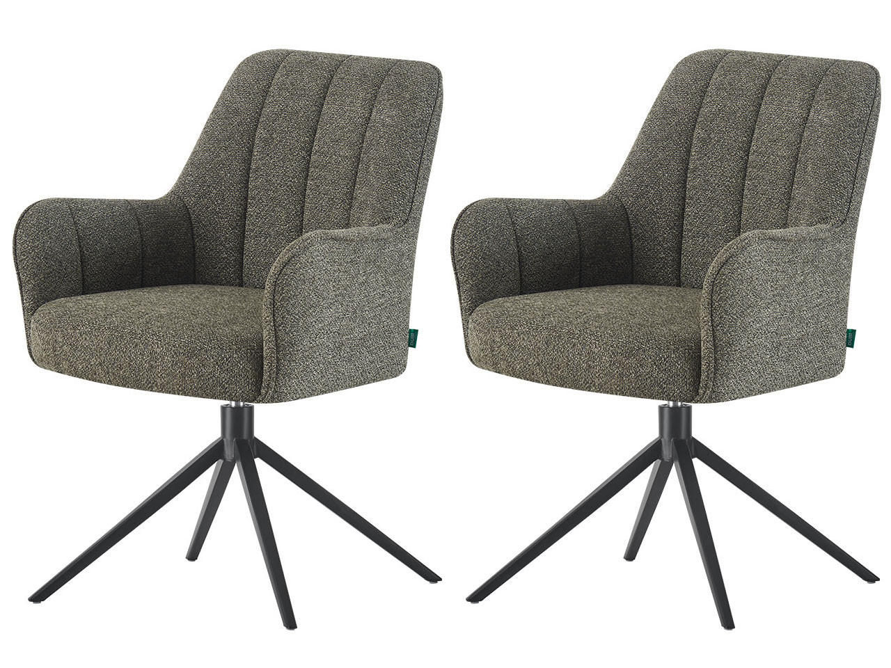ESSZIMMERSTUHL THOMAS-ZARA 2er-Set 360°drehbar - Dunkelgrün, Textil (58/82/52cm) - DUBI Möbel
