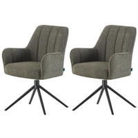 ESSZIMMERSTUHL THOMAS-ZARA 2er-Set 360°drehbar - Dunkelgrün, Textil (58/82/52cm) - DUBI Möbel