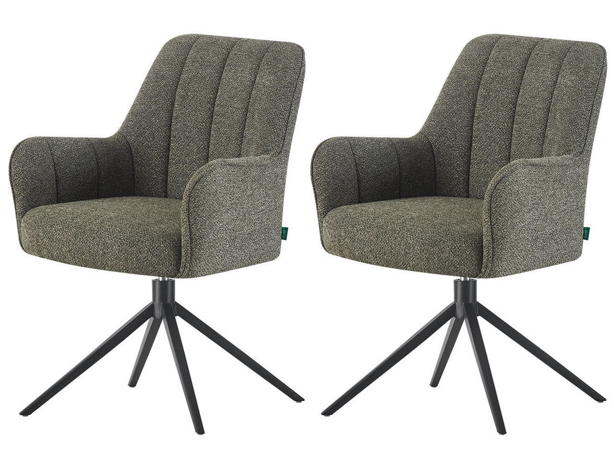 ESSZIMMERSTUHL THOMAS-ZARA 2er-Set 360°drehbar - Dunkelgrün, Textil (58/82/52cm) - DUBI Möbel