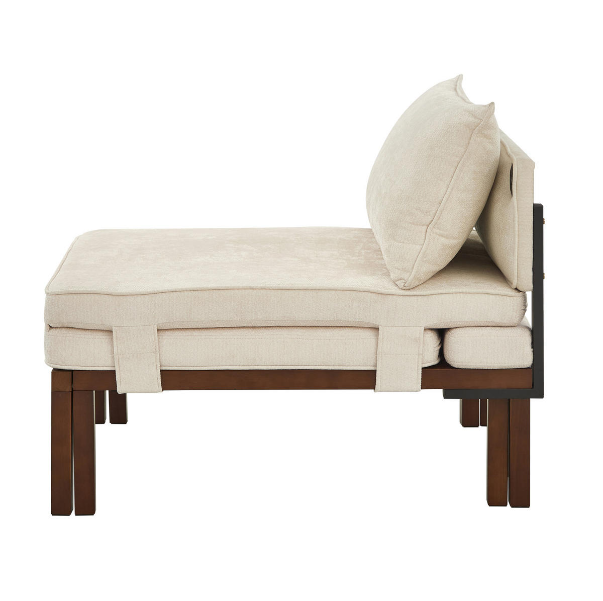 SCHLAFSESSEL 2-in-1 ausziehbar Velvet Beige mit USB Type-C - Beige, Holz (82/79/176cm) - Meubliv