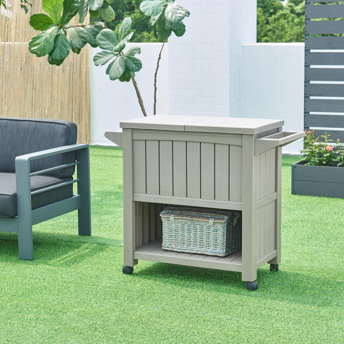 OUTDOOR-SERVIERWAGEN Arsita - Beige, Kunststoff (102/87/47cm) - casa.pro