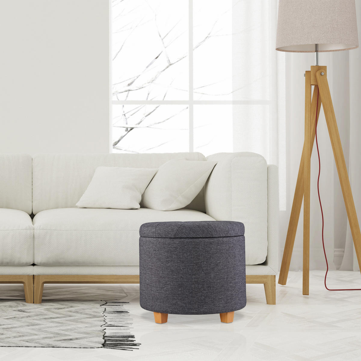 SITZHOCKER - Braun, Holz/Holzwerkstoff (44/41/44cm) - Relaxdays