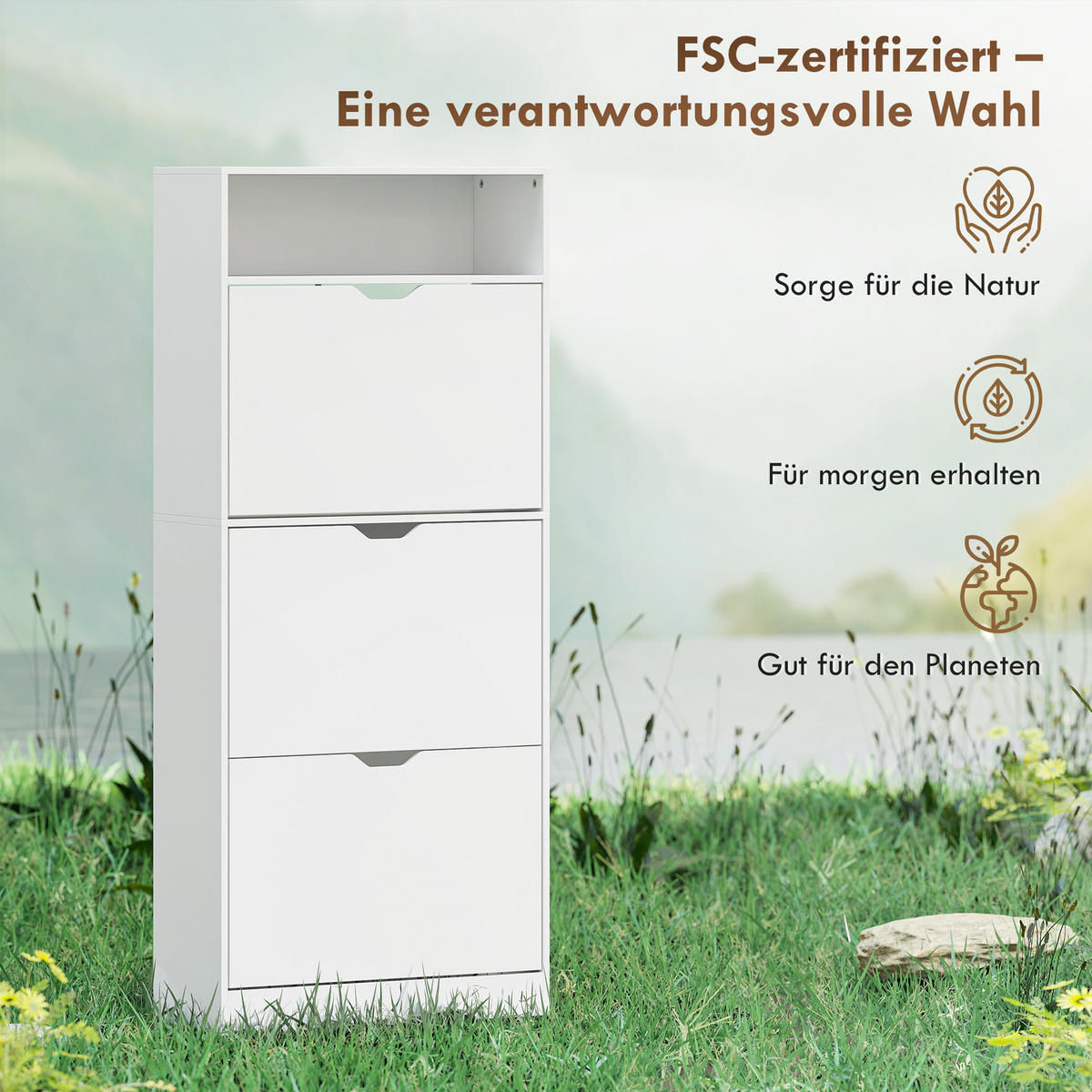 SCHUHSCHRANK aus MDF 60/26/140 cm Weiß - Weiß, Holzwerkstoff (26/140/60cm) - HOMCOM