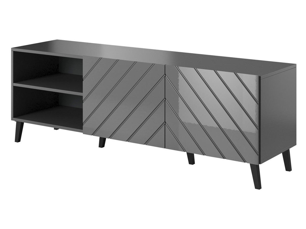 TV-LOWBOARD Abeto 150 - Weiß Hochglanz/Schwarz, Holzwerkstoff/Kunststoff (150/52/42cm) - MIRJAN24