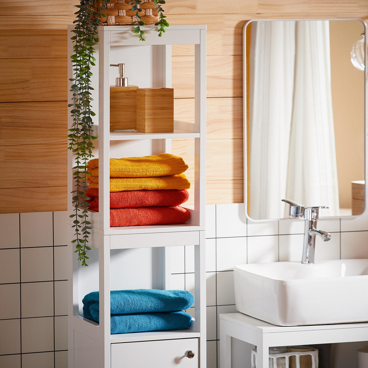 HOCHSCHRANK Weiß - Weiß, Holzwerkstoff (30/144/30cm) - SoBuy